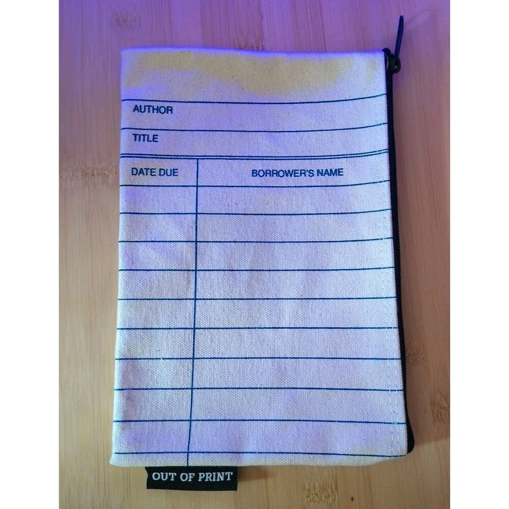 Out Of Print Library Card Pencil Pouch / Makeup Bag Zipper